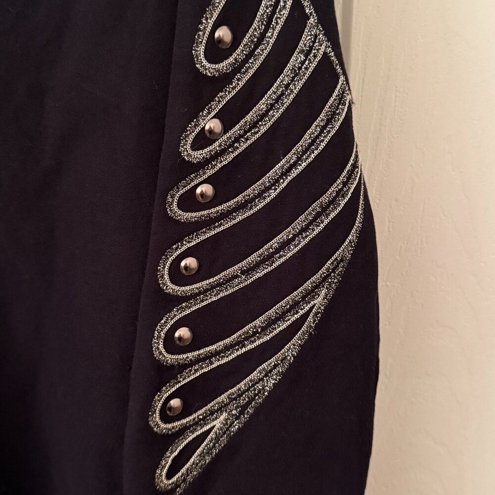 NWOT Rare Express Women's Embellished Metallic Stud Black Silver Gold Threads - Picture 2 of 13